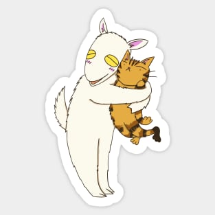 Tora and Yuki (cat and goat) - Hug Sticker